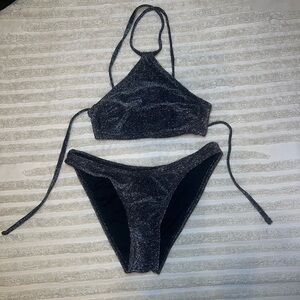 Sparkly black high neck bikini